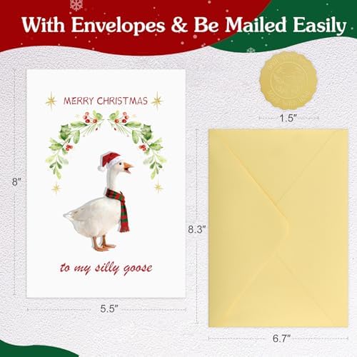 D4DREAM Silly Goose Funny Christmas Card for Couple Husband Wife