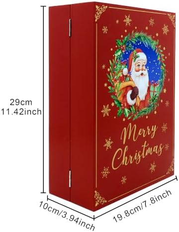Lighted Wooden Christmas Advent Calendar Book, 24 Drawers