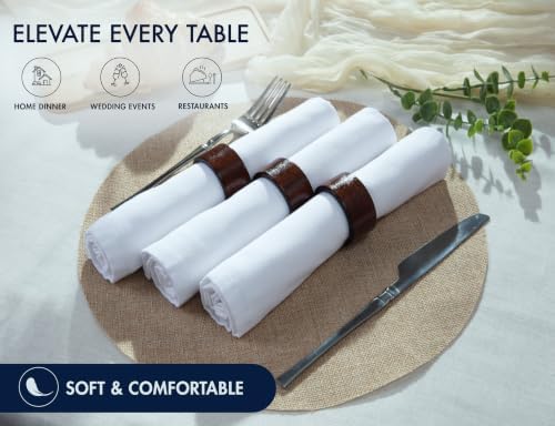Ruvanti Cloth Napkins Set of 12, Cotton Enrich 18”x18” - White