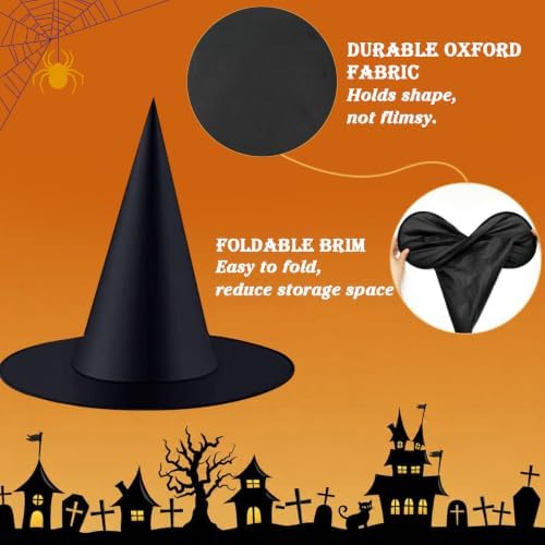 24 Pcs Halloween Hanging Witch Hats Black Floating Witch Hat Porch Decor