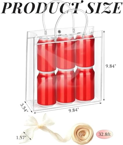 Ohuimrt 30 Pack 9.84" x 3.54" x 9.84" Clear Plastic Gift Bags with Handles