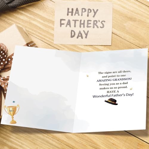 Fathers Day Card Gifts for Grandson from Grandpa Grandma, Meaningful Direction Sign Design with Emotional Message, Unique Cards for Father's Day Family Celebration and Love