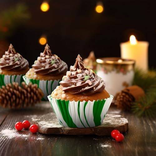 SANNIX 450pcs Christmas Cupcake Liners, Xmas Candy Pattern Baking Cups