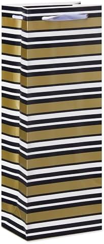 American Greetings Multi Design Wine Gift Bags, Black, Gold and Silver (5 Bags)