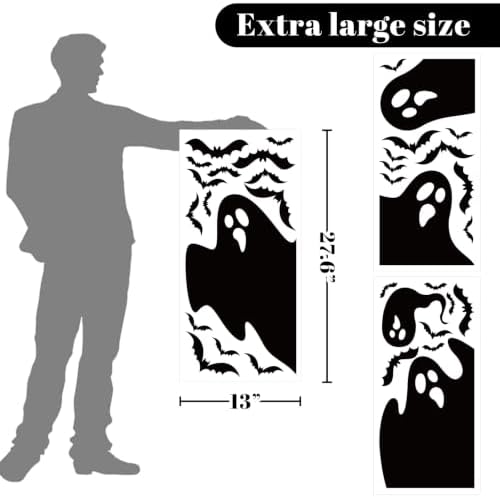 Large Halloween Window Clings Decorations Extra Large Ghost Silhouette Scary Black Ghost Decorations Window Decals for Windows