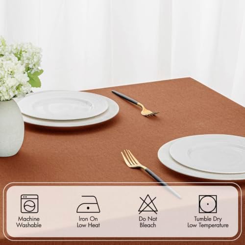 MIULEE Rust Fall Rectangle Tablecloth with Decorative Cutouts 52x70 Inch