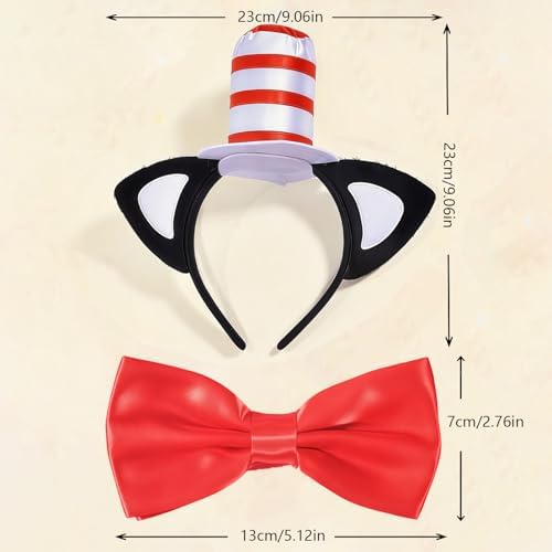 Halloween Red and White Striped Stovepipe Top Hat for Dress Up Adults Women