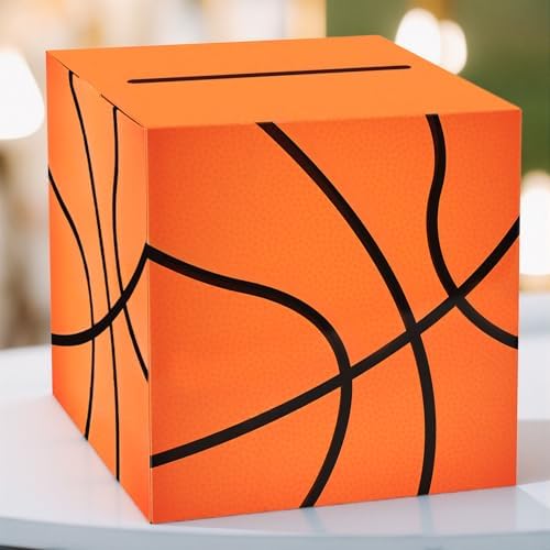 Basketball Card Box Sports Party Favors Post Box Cardboard Receiving Money Holder for Basketball Theme Wedding Reception, Baby Showers, Anniversary, Birthday Party, Table Centerpiece Decorations