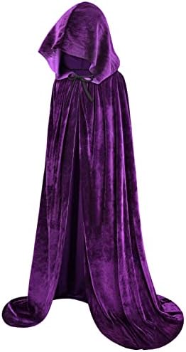 Sarfel Hooded Cloak Velvet Cape with Hood Halloween Capes Women Witch Costume Vampire Cloak Wizard Robe Men Cosplay Costume