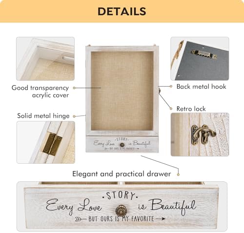 AW Bridal 11x16 Wedding Shadow Box Display Case, Bridal Shower Gifts, White