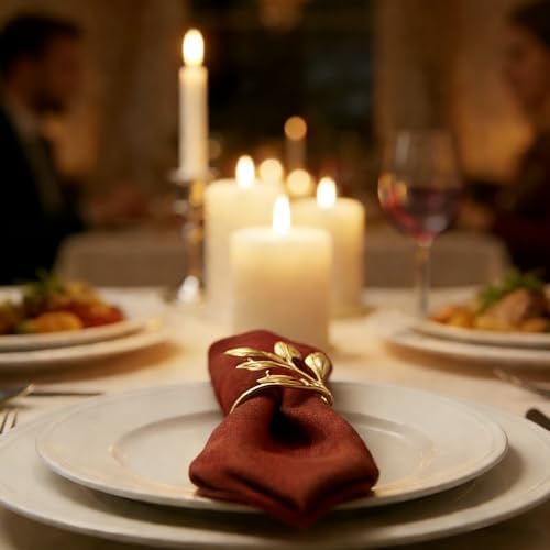 Leaf Napkin Rings Set of 100 Metal Napkin Rings Bulk Table Napkin Ring Suitable for Valentine Thanksgiving Banquets Table Parties and Everyday