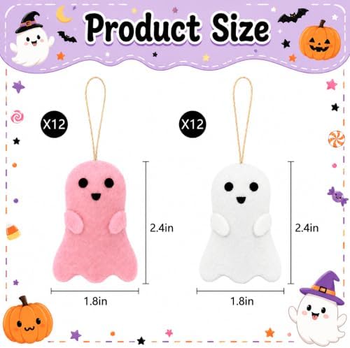 24 Pcs Halloween Ghost Hanging Ornaments Small Tree Decoration