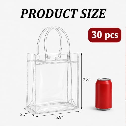 MAQIHAN Clear Gift Bags with Handles - Small Clear Party Favor Bags