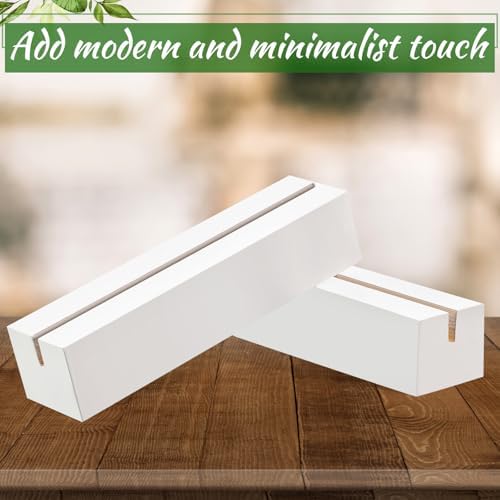 Blosssound 12 Pcs Wood Place Card Holder, White, 4.61 x 1.1 x 1 Inches