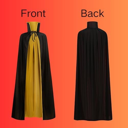 Adult Stand Collar with Hood Reversible Cloak Masquerade Cape for Halloween