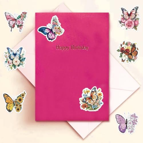 500PCS Butterfly Stickers 8 Styles Alien Butterfly Sticker Rolls 1in Cartoon Stickers Party Favors Waterproof Vinyl Sticker for Birthday Party Favors Envelopes Decorations