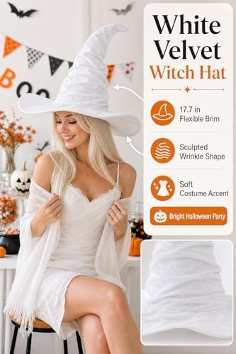 Women's Witch Hat with Shapeable Wide Brim and Adjustable Drawstring