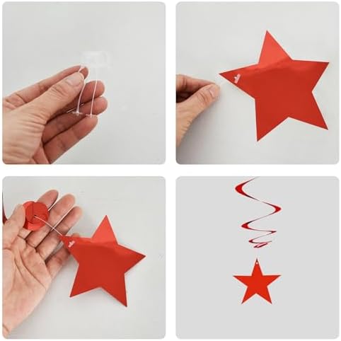 BEISHIDA Red Blue Silver Star Hanging Swirl Decorations,July 4th Hanging Party Supplies for 250th Anniversary Graduation Wedding Baby Shower Birthday Party Decorations,Pack of 15