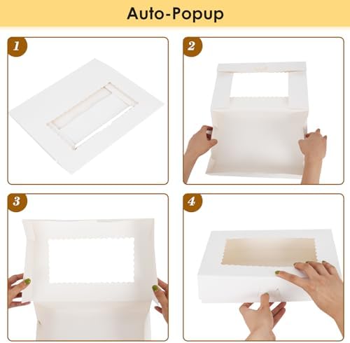 Moretoes 48pcs Cookie Boxes with 3 Style Window, 12x8x2.5In Bakery Boxes