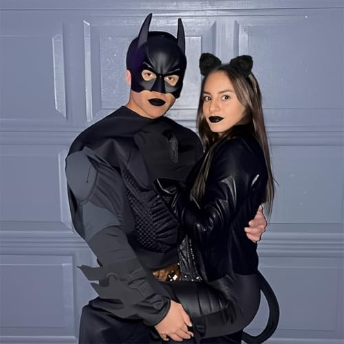 Mysense Black Cat Ears Headband and Black Lipstick Kit,Cat Costume Accessories for Women Halloween Party Cosplay Makeup