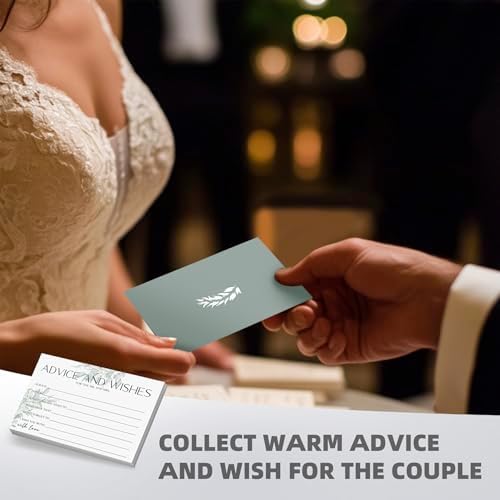 60 Pack Wedding Advice and Wishes Cards for Mr & Mrs - Sage Green Floral Guest Book Alternative with Commemorative Box - Elegant Bridal Shower Game and Keepsake