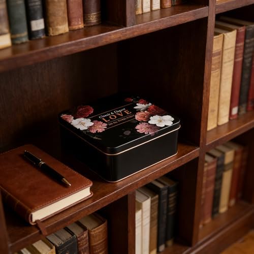 Love Decorative Storage Box Rural Tin Gift Box Tinplate Candy Cookie Jars Square Storage Containers with Lids for Chocolate Candy Tea Coffee Cosmetics Jewelry Photos Gift Case 3Pcs