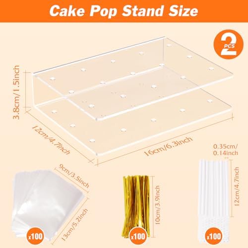 2 Pack Cake Pop Stand with Sticks Kit, Acrylic Lollipop Hold Stand