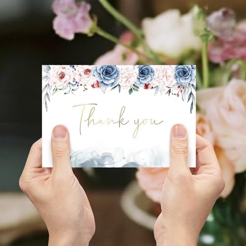 48 Pack Pre-Folded Floral Thank You Cards with Envelopes, 6 Designs