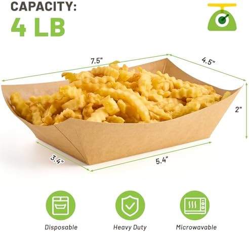ZORRITA 50 Pack 4 LB Large Paper Food Trays