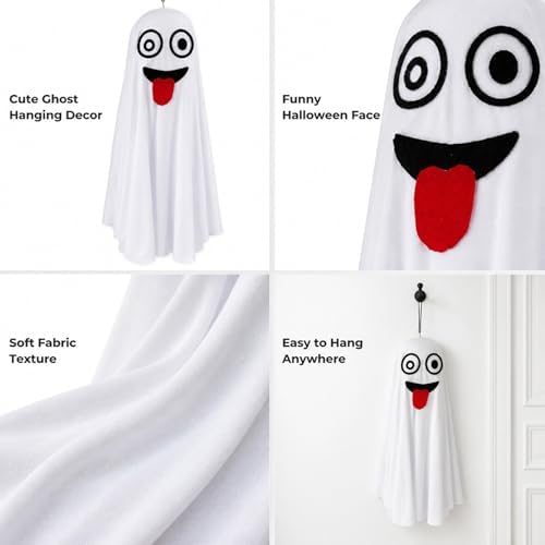 5 Pcs LED Light Up Hanging Ghosts, 24.4 Inch Halloween Outdoor Decor