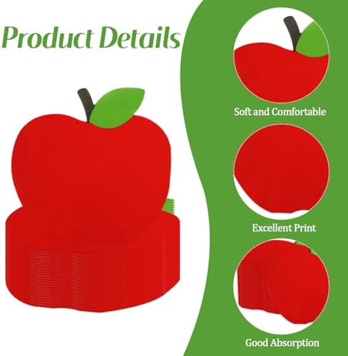 50 Pcs Back to School Apple Napkins, 6.5 Inch School Napkins