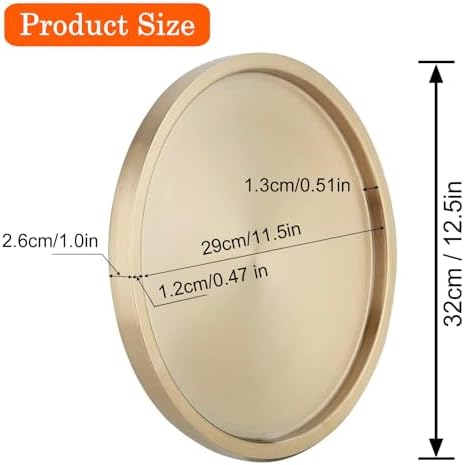 Stainless Steel Round Bar Serving Tray 12.5",Double Wall,Ideal Coffee Table, Decorative,Rotisserie Plate, Tea and Bathroom Serving,Gold