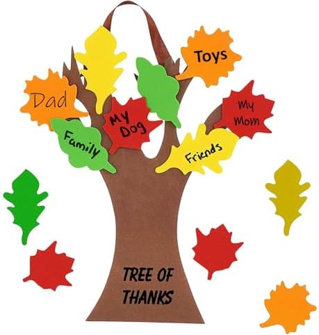 4E's Novelty Tree Craft Kit 4-Pack, Foam, Self-Adhesive - 11” Thanksgiving Craft, Ideal for Fall Crafts for Kids Perfect Gratitude Kit with Leaves to Write On