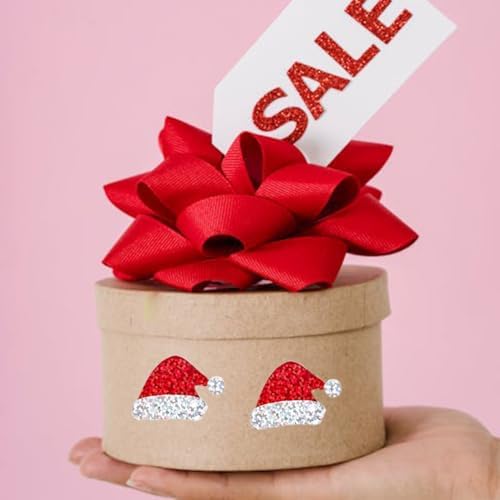 500Pcs Christmas Stickers Roll 1.2in Red Christmas Hat Xmas Winter Self-Adhesive Stickers for Xmas Envelopes Invitations Greeting Cards Party Gift Supplies