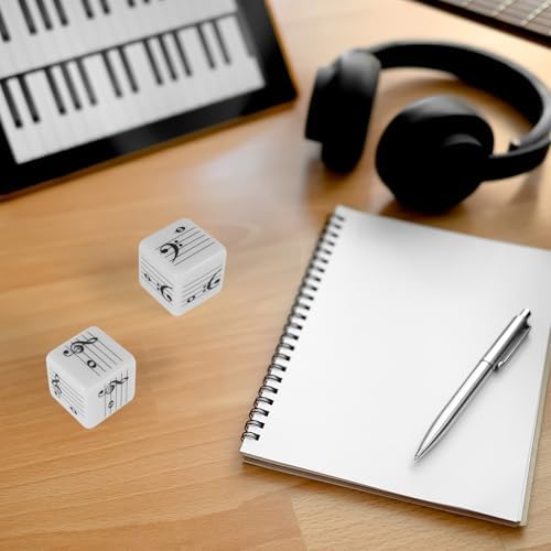 oyeftp Fun Five-Line Staff Music Note Dice for Theory Learning, Large 20mm Educational Dice Set, Includes Treble Clef & Bass Clef Dice for Classroom Music Games