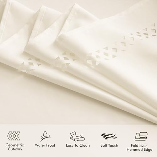 MIULEE Ivory Rectangle Tablecloth with Decorative Cutouts 60x84 Inch