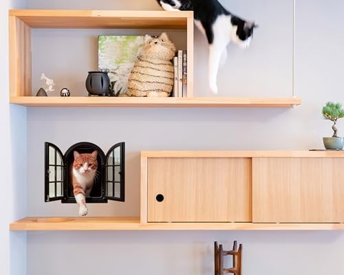 FLFK Cute Cat Wall Decor Decal - Removable Peel and Stick 3D Wall Sticker for Toilet Kitchen Offices, Orange Cat Stepping Out