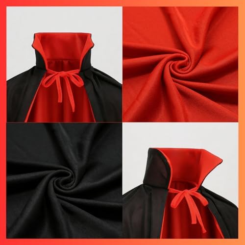 Adult Stand Collar with Hood Reversible Cloak Masquerade Cape for Halloween