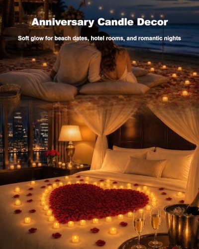 Homemory 50-Pack Flameless Tea Lights Candles Battery Operated, 200+ Hours