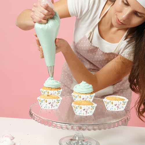 Whaline 300Pcs Floral Cupcake Liners Spring Flowers Paper Baking Cups Colorful Wildflower Muffin Liner Cupcake Wrappers for Baby Shower Bridal Shower Wedding Party Baking Supplies, 2 x 1.2 Inch