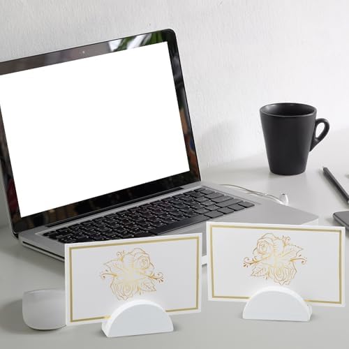 Colingmill 24 Pcs Wooden Table Number Stands with Tented Cards,White