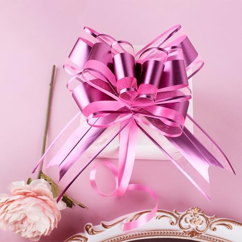WEWILUCK 15PCS Hot Pink Bows for Gift Wrapping, Gift Bows for Presents