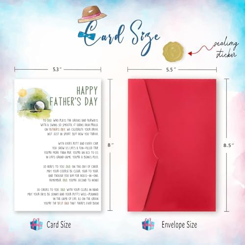 Funny Golf Fathers Day Card,Happy Father's Day Gift for Dad Father,Father's Day Card Gifts from Son Daughter Family