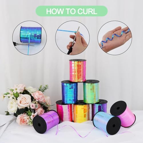 TONIFUL 500 Yards Iridescent Green Curling Ribbon Balloon String