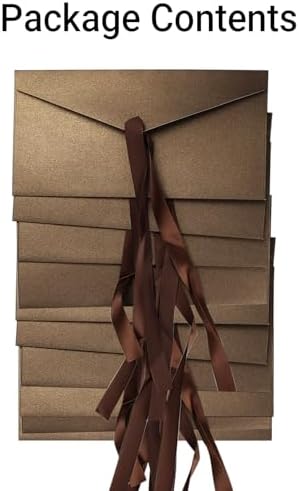 10 Pack Kraft Paper Envelopes with Ribbons, Invitation Greeting Envelopes for Festival and Party - Dark Brown