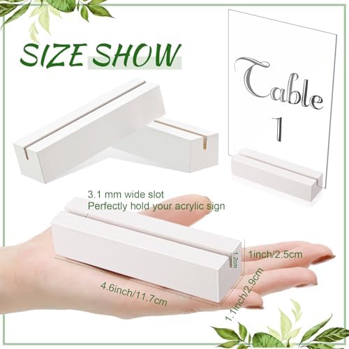 Blosssound 12 Pcs Wood Place Card Holder, White, 4.61 x 1.1 x 1 Inches