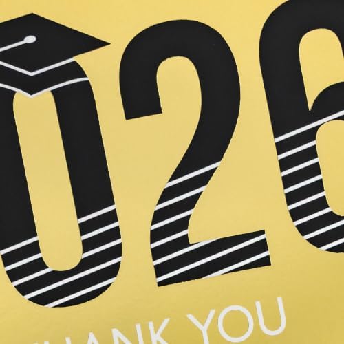 Hallmark Graduation Thank You Cards, 40-Pack (Black, Gold, Class of 2026)
