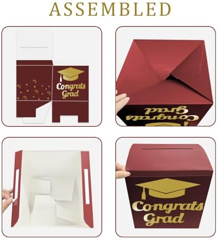 Partico Graduation Card Box Holder, Grad Party Decorations (Maroon)