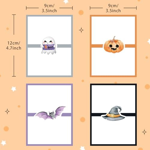 48 Pcs Halloween Buffet Food Labels, Halloween Themed Folded Place Cards