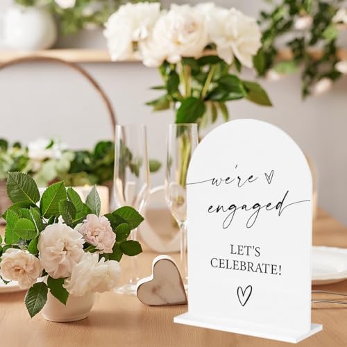 Engaged Sign Engagement Signs We're Engaged for Event Party Ceremony Reception Table Desk Acrylic Decor 5"x7"
